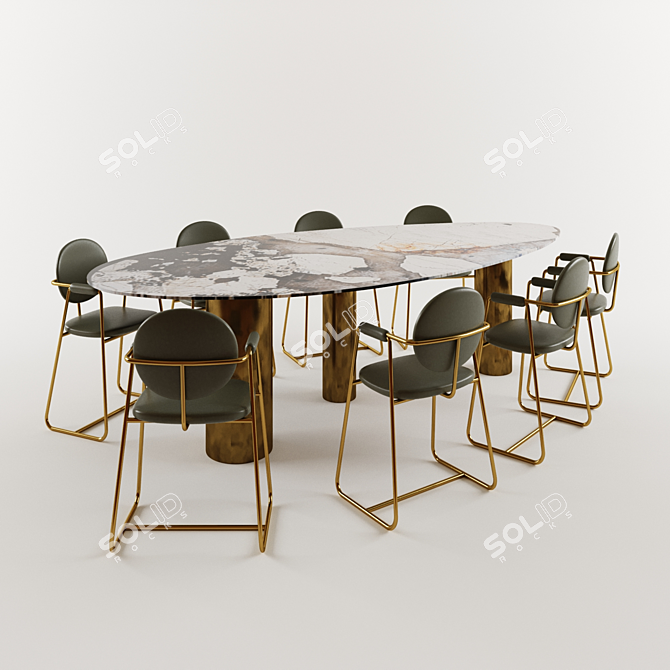 Modern Dining Set 3D model image 1