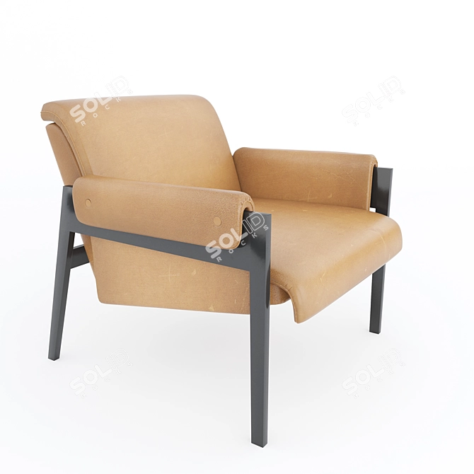 Brazilian Modernist Inspired Leather Chair 3D model image 1