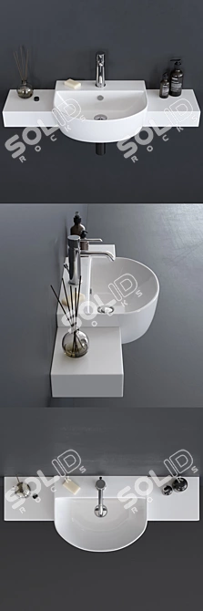 Elegant M2 Ceramic Washbasin 3D model image 2