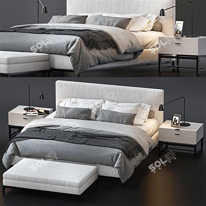 Modern Bed Set by Minotti 3D model image 1