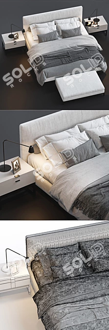 Modern Bed Set by Minotti 3D model image 2