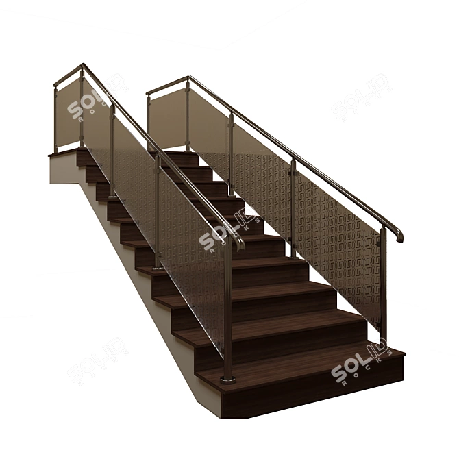 Modern Staircase with Stylish Fence 3D model image 1