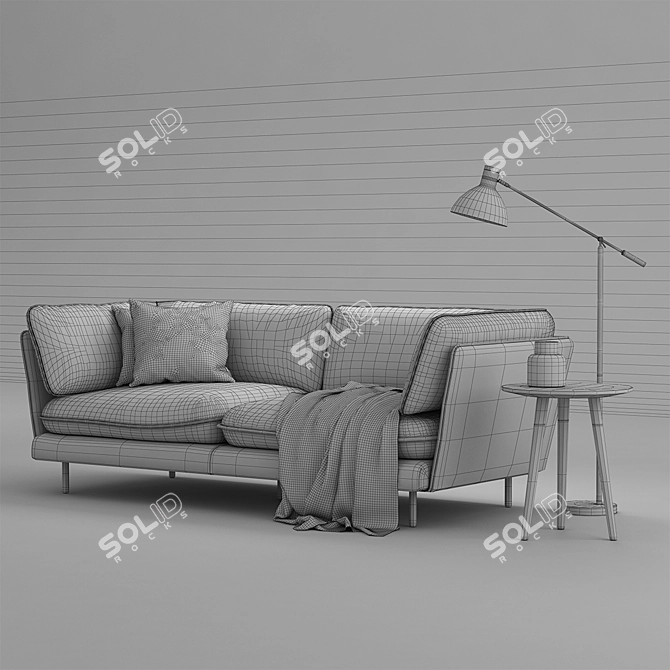 Modern Wes 3 Seater Sofa Set 3D model image 3