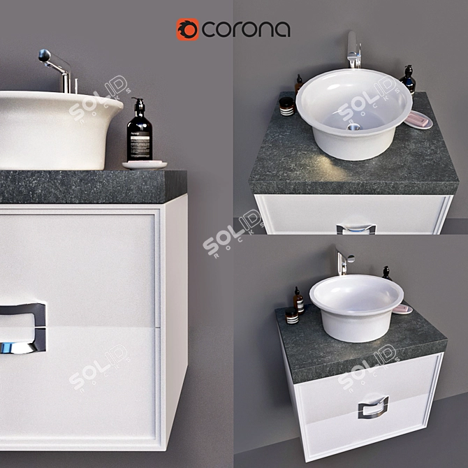 Canaletto White Matt 60 cm Sink Cupboard 3D model image 1