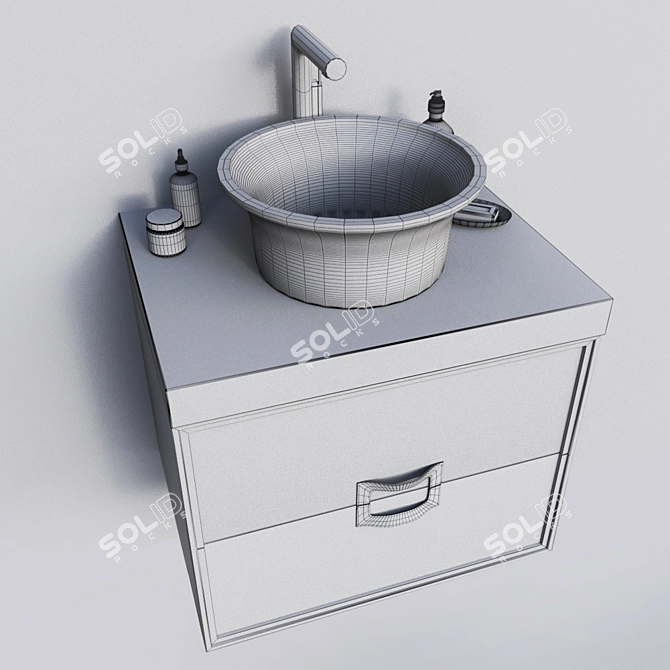 Canaletto White Matt 60 cm Sink Cupboard 3D model image 2