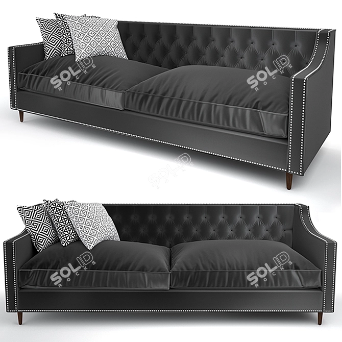 Elegance in Charcoal: Velvet Sofa 3D model image 1
