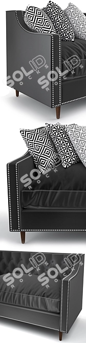 Elegance in Charcoal: Velvet Sofa 3D model image 2