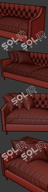 Elegance in Charcoal: Velvet Sofa 3D model image 3