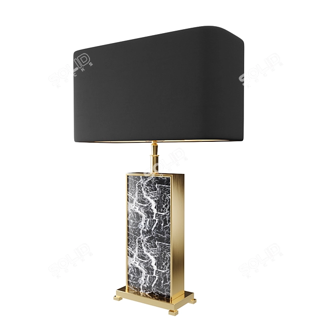 Elegant Black Marble Table Lamp 3D model image 1