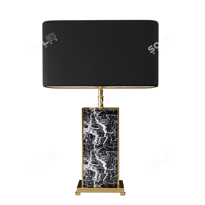 Elegant Black Marble Table Lamp 3D model image 2