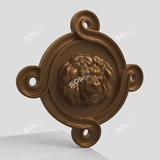 Title: Lion's Head Bas-Relief Sculpture 3D model image 1