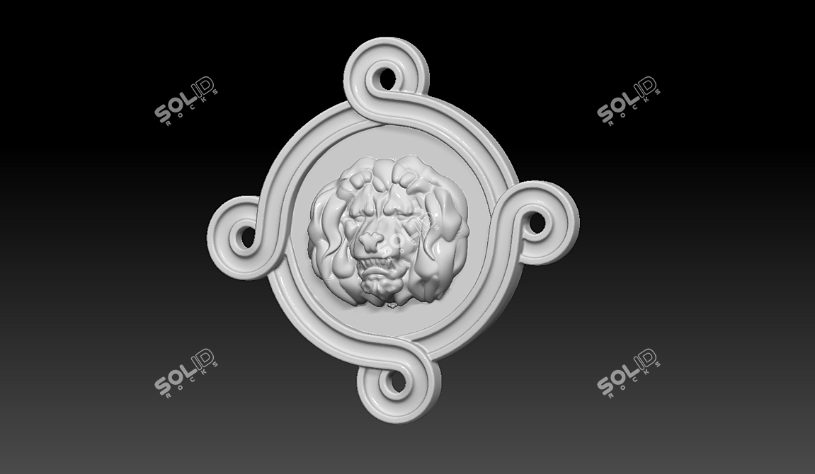 Title: Lion's Head Bas-Relief Sculpture 3D model image 2