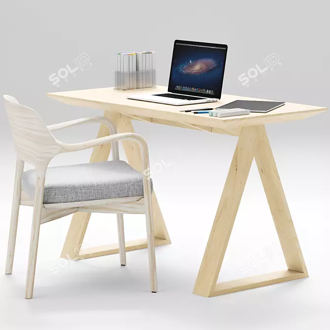 Elegant Ella Triangle Table Set 3D model image 1