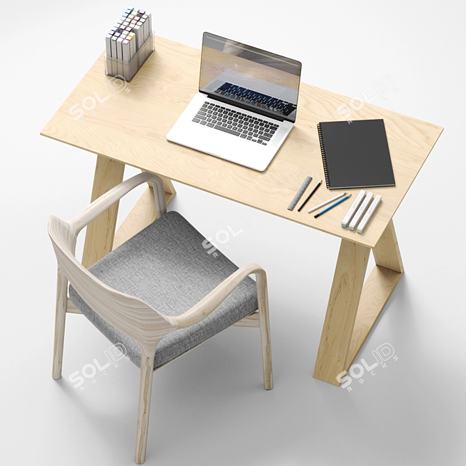 Elegant Ella Triangle Table Set 3D model image 2