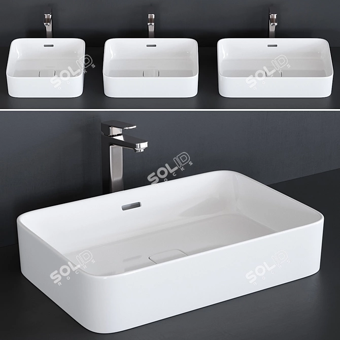 Strada II Ceramic Washbasin Collection 3D model image 1