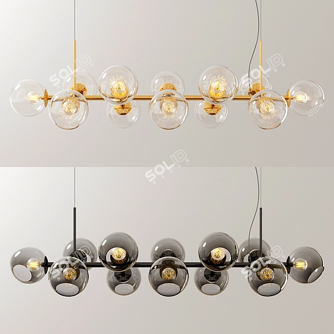 Sleek Glass Chandelier - 12 Lights 3D model image 1