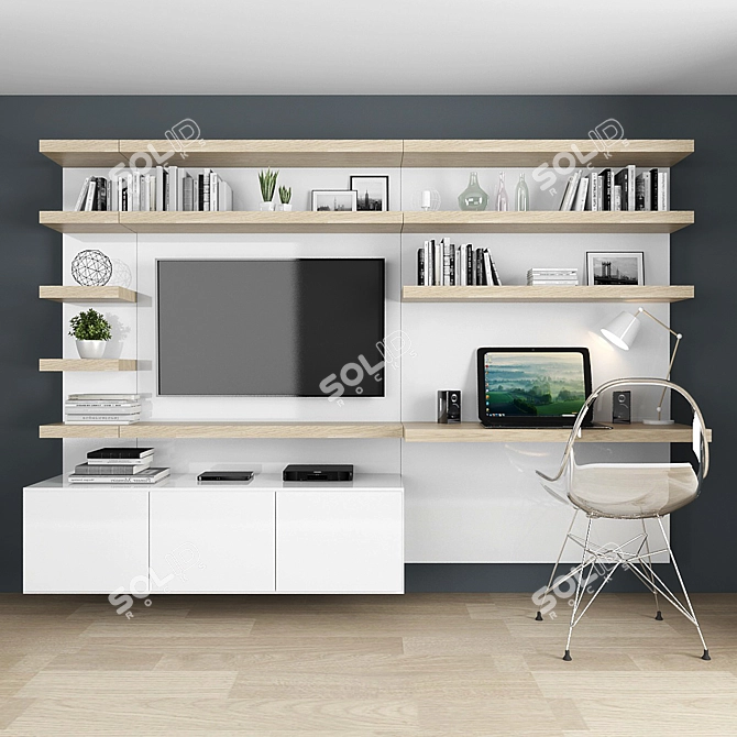 Title: Modern TV Stand Set: Sleek Design with Work Zone 3D model image 1