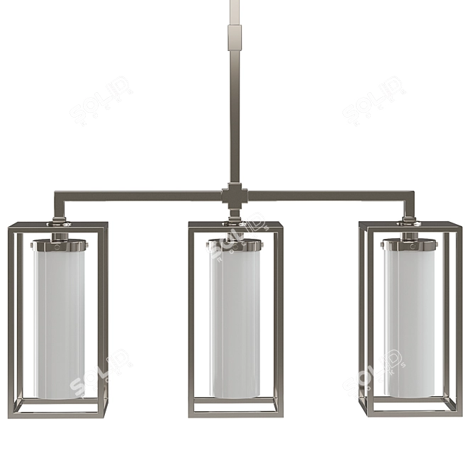 Baldwin Triple Pendant Light - Sleek Nickel Finish 3D model image 1