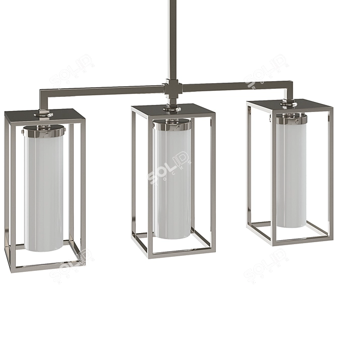 Baldwin Triple Pendant Light - Sleek Nickel Finish 3D model image 2