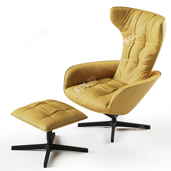 Walter Knoll Onsa Chair and Pouf Set 3D model image 1