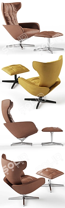 Walter Knoll Onsa Chair and Pouf Set 3D model image 2