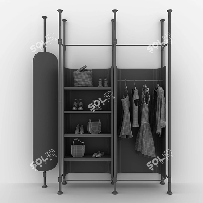 Fashion Store Shelving: Hangers, Clothes, Shoes & Bags 3D model image 3