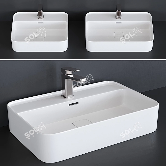 Strada II Ceramic Washbasin & Tonic II Mixer 3D model image 1