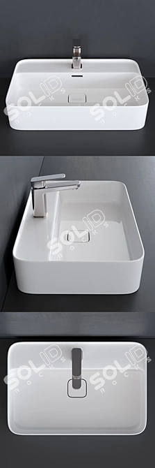 Strada II Ceramic Washbasin & Tonic II Mixer 3D model image 2