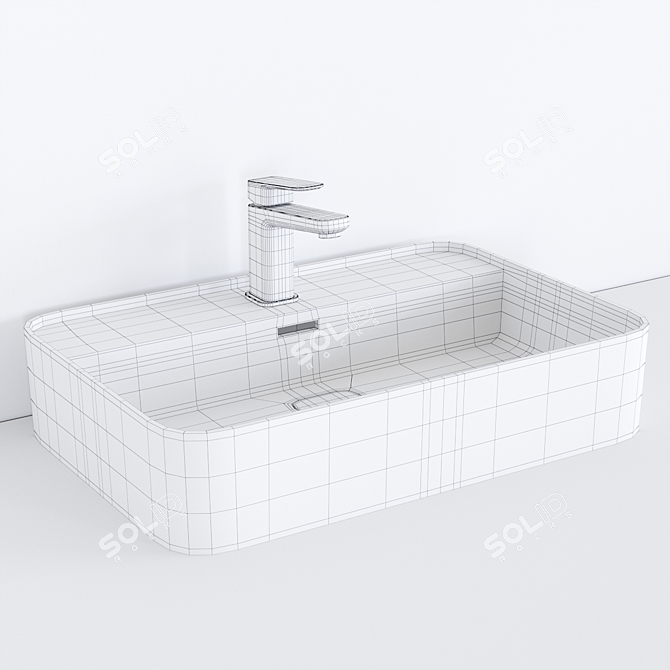 Strada II Ceramic Washbasin & Tonic II Mixer 3D model image 3