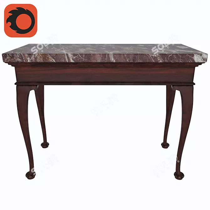 Elegant George II Marble Console 3D model image 1