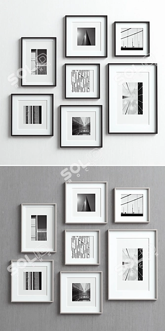Elegant Frames Set-51: Collection of 7 with 4 Colors 3D model image 2