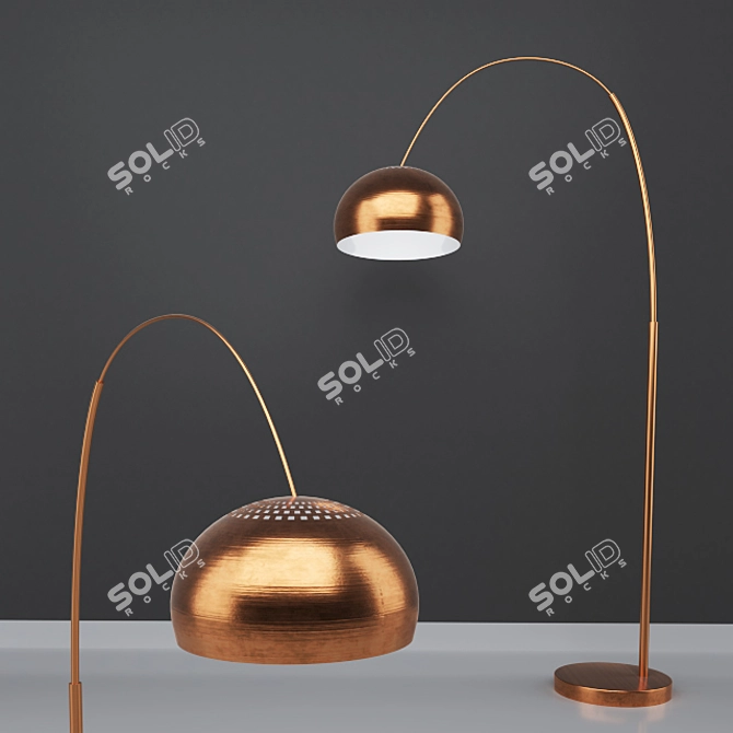 Elegant Copper Floor Lamp 3D model image 1