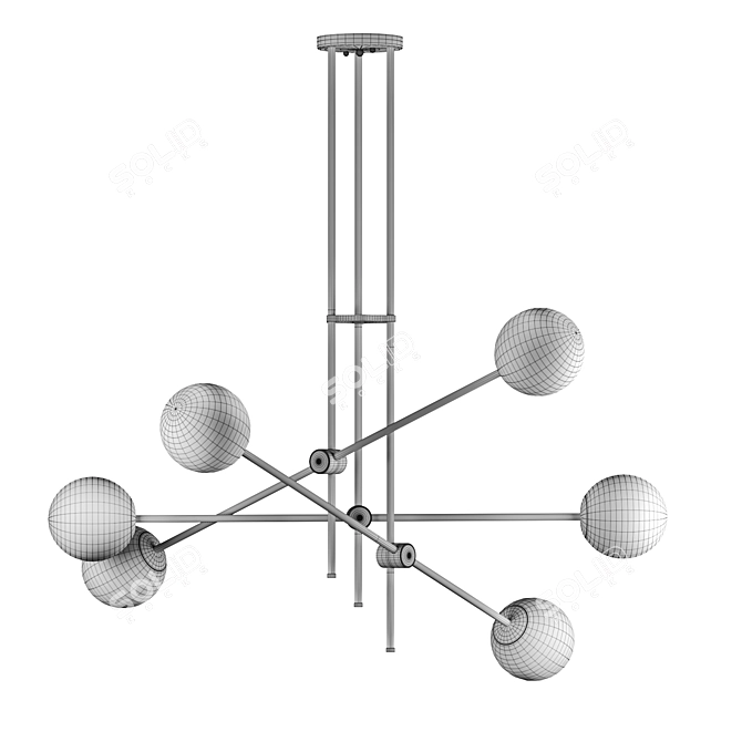 Modern Vector Chandelier with Adjustable Rod - Frosted Spherical Shades 3D model image 3