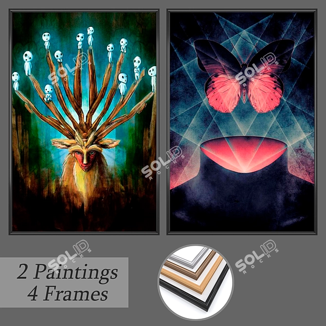 Versatile Wall Paintings Set: No 458 3D model image 1