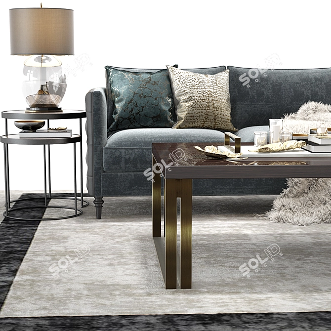 Luxury Winston Sofa Set 3D model image 2