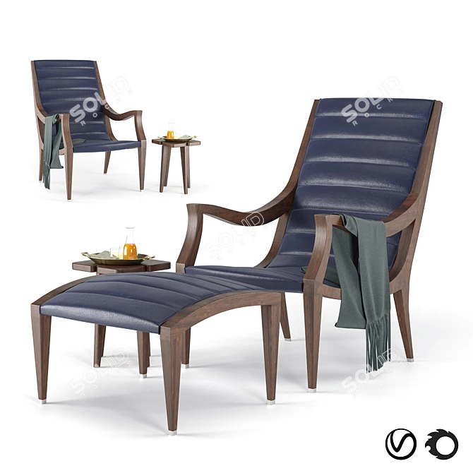 Elegant Courbette Lounge Chair & Ottoman 3D model image 1