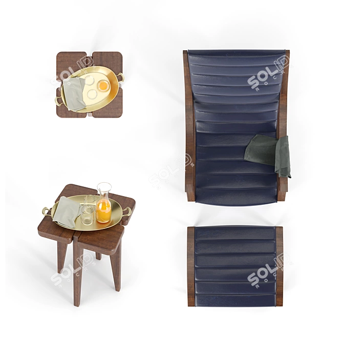 Elegant Courbette Lounge Chair & Ottoman 3D model image 2