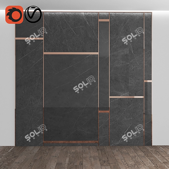 Title: Marble Panel Solution with Parquet 3D model image 1