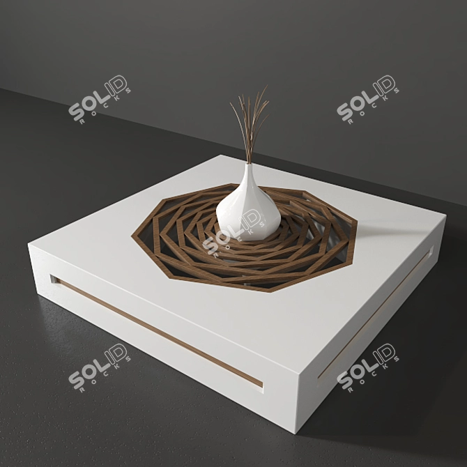 Modern Wood Coffee Table Set 3D model image 2