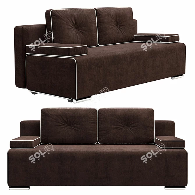 Brazilian Chic Velvet Brown Sofa 3D model image 1