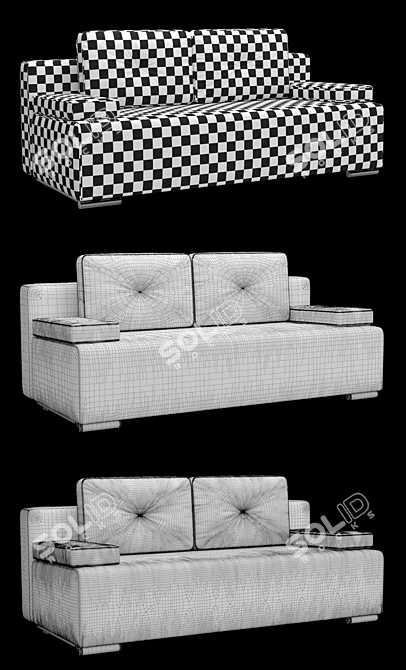 Brazilian Chic Velvet Brown Sofa 3D model image 3