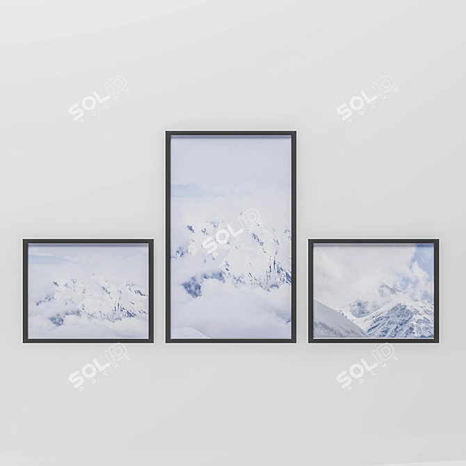 Artistic Trio: Framed Posters Set 3D model image 1