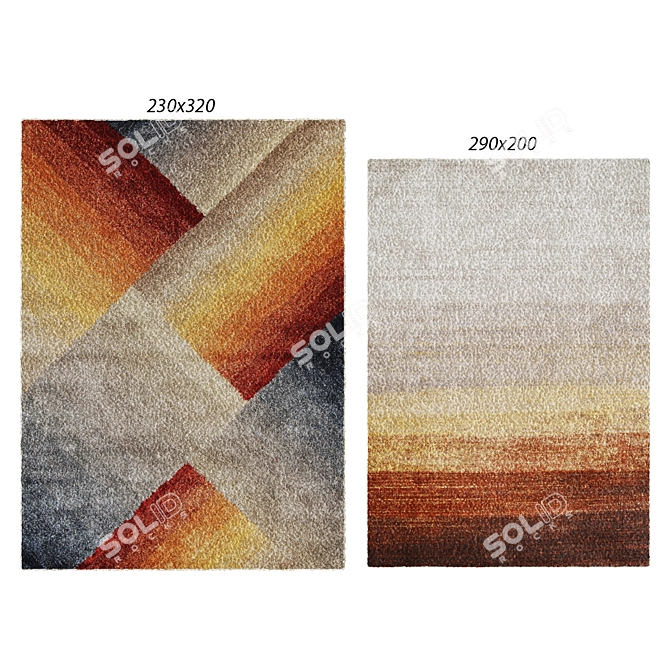 Addaya Matisse Rust & Grey Modern Rug 3D model image 1