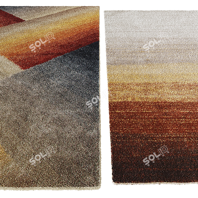 Addaya Matisse Rust & Grey Modern Rug 3D model image 2