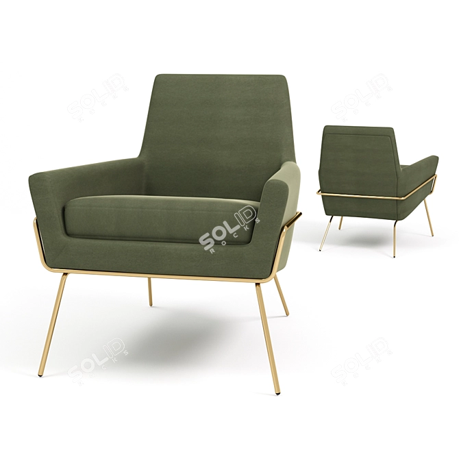 Elegant Amsterdam Velvet Chair 3D model image 1