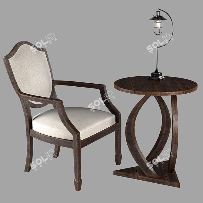Vintage Loft Set: Jenkins Chair, Pandhari Table, Toledo Lamp 3D model image 1
