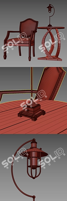 Vintage Loft Set: Jenkins Chair, Pandhari Table, Toledo Lamp 3D model image 3