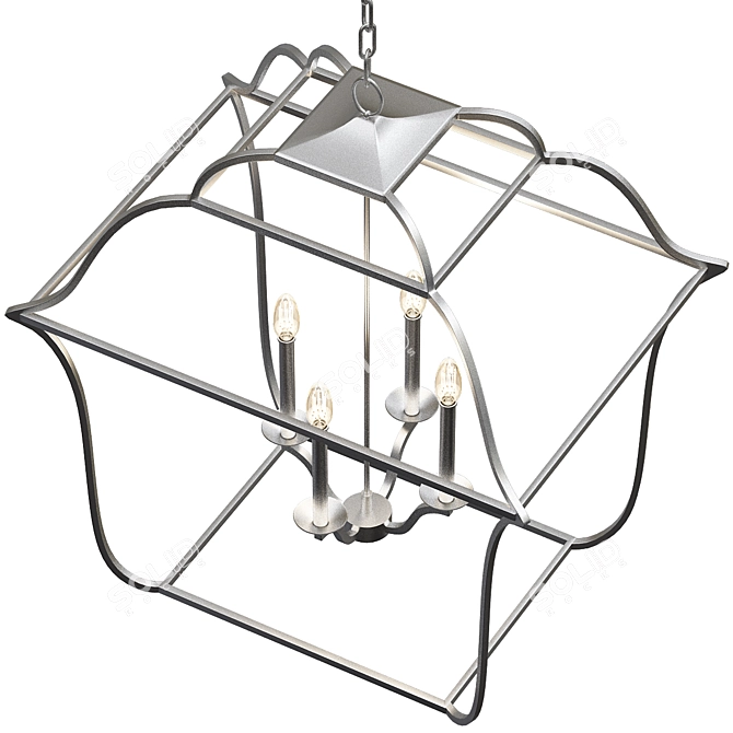 Classic 4-Light Cage Chandelier 3D model image 2