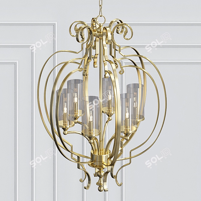 Elegant Chalon 6-Light Chandelier 3D model image 2