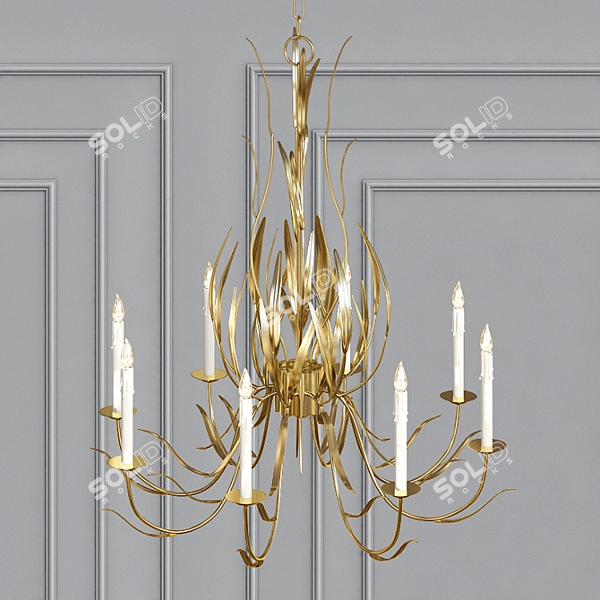 Rustic Leaf Chandelier 3D model image 2